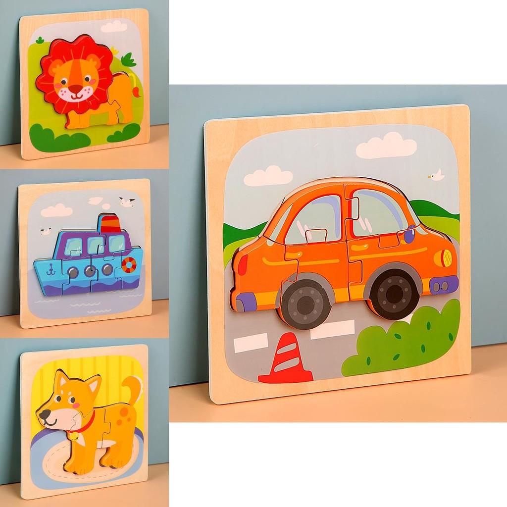 Wooden Toddler 3d Puzzle With Animal Matching And Interlocking Blocks For Early Education
