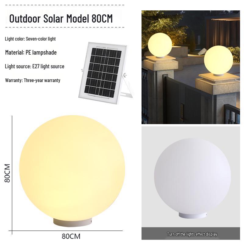 Wasserdichte Solar-Gartenpfostenleuchten - Runde Kugel für Außenpfosten und Zäune