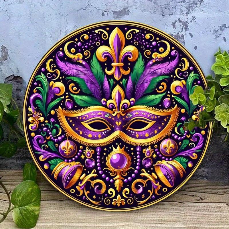 2d Flat 20*20cm Carnival Mask Theme Decoration, Happy Carnival Wooden Brand, Country Style Wooden Brand Murals Are Perfect for Bars, Home Decoration