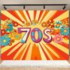 A Vivid 70s Party Backdrop - a Retro Nostalgic Wall Banner, Made of polyester.XY