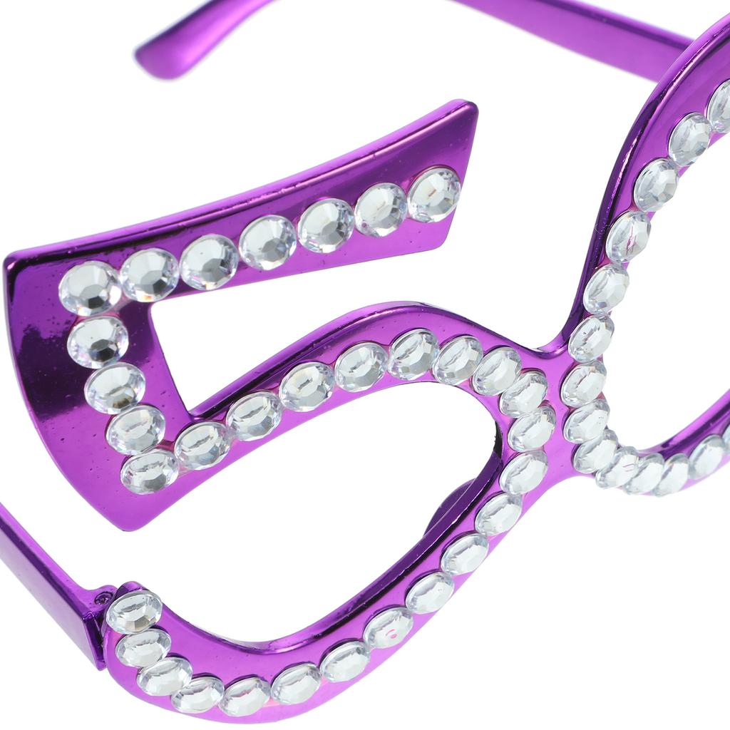 1 Pair of 50th Birthday Eyeglasses Rhinestone Number Glasses Celebration Party Favors for Adults