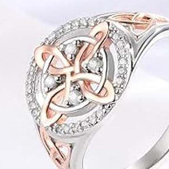 Women Finger Ring Witch Knot Design Two-tone Ring Women Spiritual Comfort Negative Energy Protective