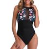 Women's Printed One-Piece Conservative Mesh Bikini With Bra Pad And No Steel Bra Swimming Costume