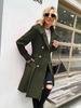 In Stock: New European/American Plus Size Women's Double-Breasted Long Wool Coat (Autumn/Winter Collection)