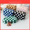 Plush Checkered Pencil Case With Breathable Fabric For Students And Daily Use