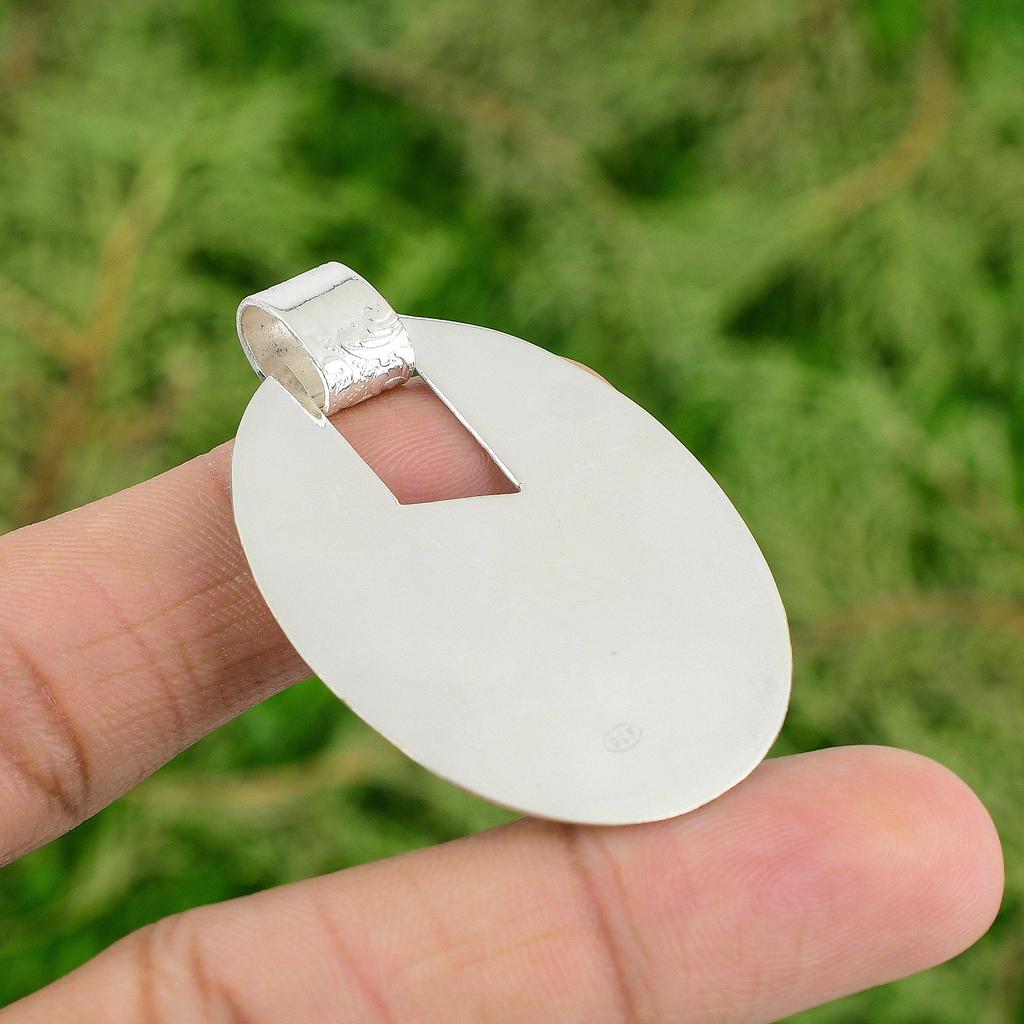 Daughters Day Deal Natural Rose Quarzt Rough Trendy Wife Pendant Sterling Silver