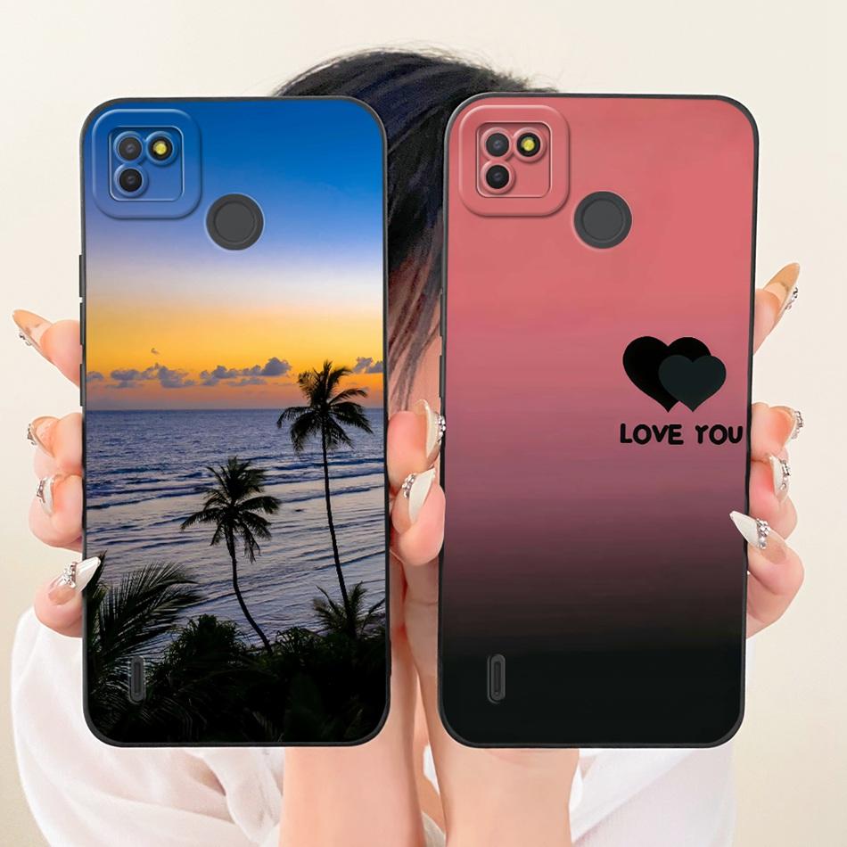 For Tecno Pop 4 LTE / Pop 4 Air Fashion Dusk Beach Painting Phone Case For Tecno Pop4 Lte 4Air Soft Silicone Covers Bumpers