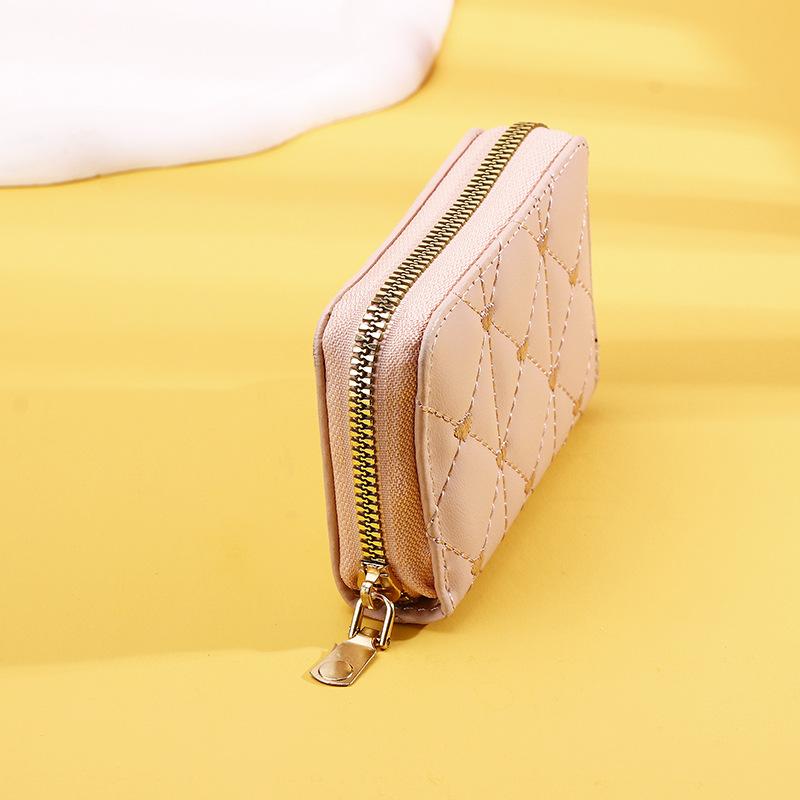 Women Wallet For Pu Leather Fashion Embroidered Love Fold Small Wallet Card Holder Multi-Card Slot Coin Purses Interior Pink