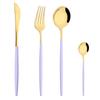 Western Purple Silver Tableware New Dinnerware Set 4Pcs Stainless Steel Kitchen Knife Fork Spoon Complete Cutlery Flatware Set