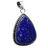 Lapis Lazuli Natural Gemstone Antique Silver Plated Pendant 2.25" J 1035
