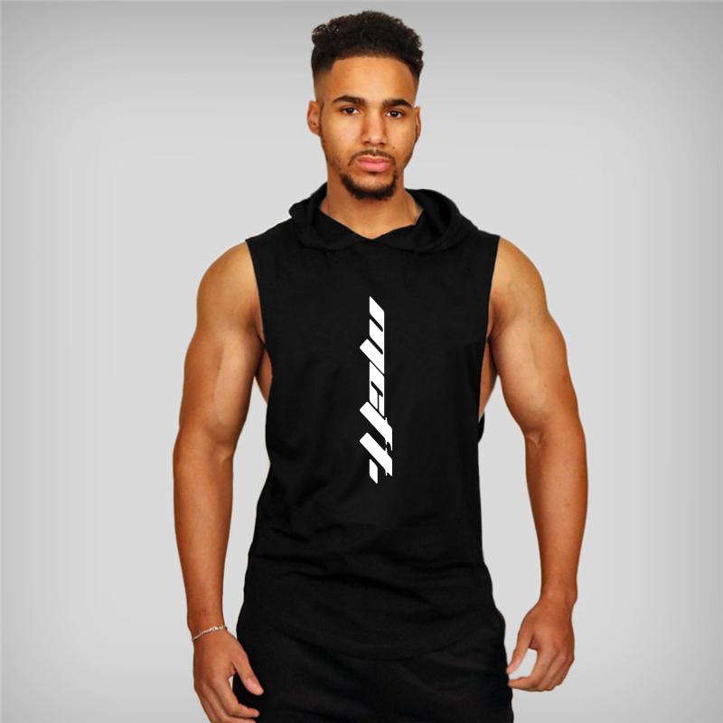 Sommerliches hübsches Streetwear-Tanktop mit Kapuze und Herzausschnitt für Herren, Fitness, Baumwolle, bequem