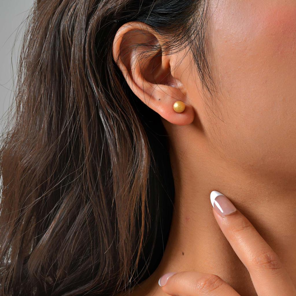 Minimalist Frosted Ball Earrings for Women, Matte Stainless Steel Small Stud Earrings, Dainty Fashion Female Jewelry Accessory