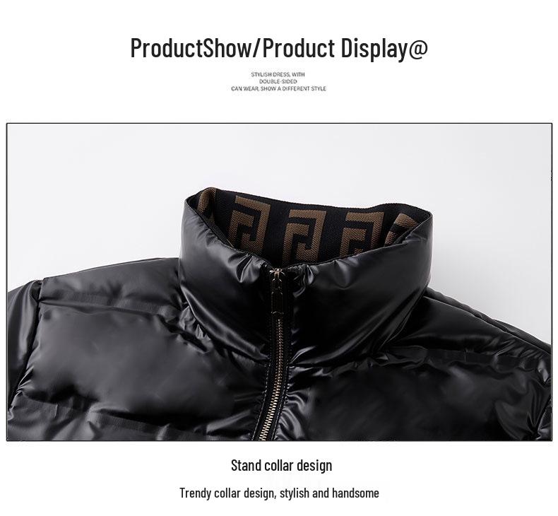 Herren Trendy Glänzende Daunenjacke - Große Größen Winter Outdoor Mode mit Revers