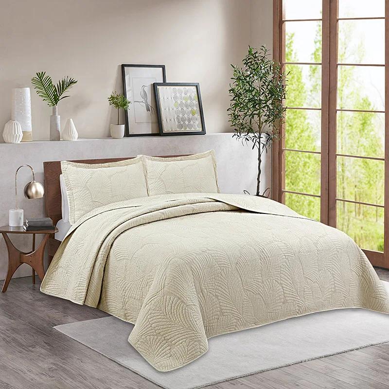 

Solid color bed cover, cotton quilted three-piece home textile American simple washed cotton bedding 250x270cm 50x70cm