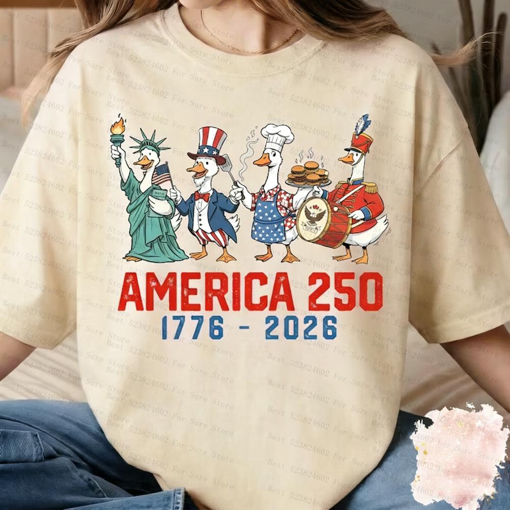 Vintage America 250 Duck Graphic Tshirt 17762026 USA Independence Day Tee Women Tshirts Unisex Casual Patriotic Short Sleeve Tops