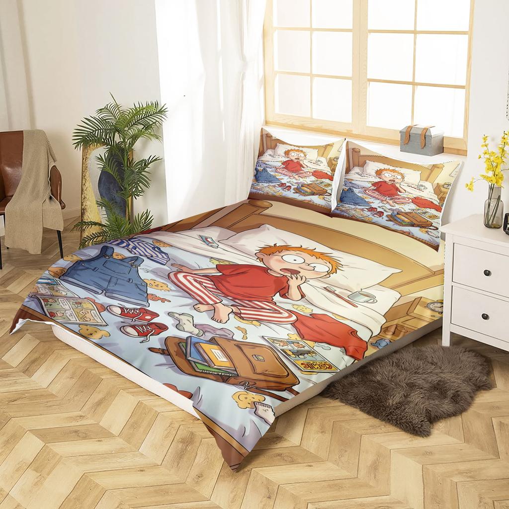 Cartoon Martin'S Morning Duvet Cover & Pillowcase Set, Soft Bedding Set Adults Kids Bedroom, Comfortable Home Decor Comforter