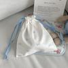 Sweet Bow Print Women's Storage Bag Cute College Girls Canvas Drawstring Bags Simple Female Portable Travel Makeup Case Handbags