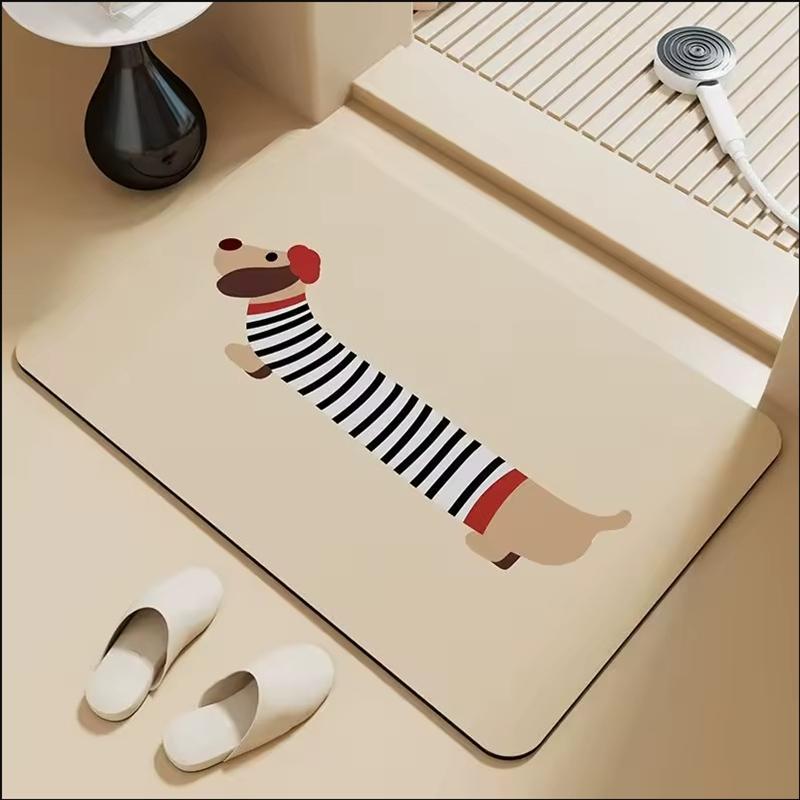 Cartoon Puppy Bathroom Mat Super Absorbent Foot Mat Non-Slip Quick-Drying Bath Mat Cute Dog Floor Mat Footpad Home Decor 40x60cm