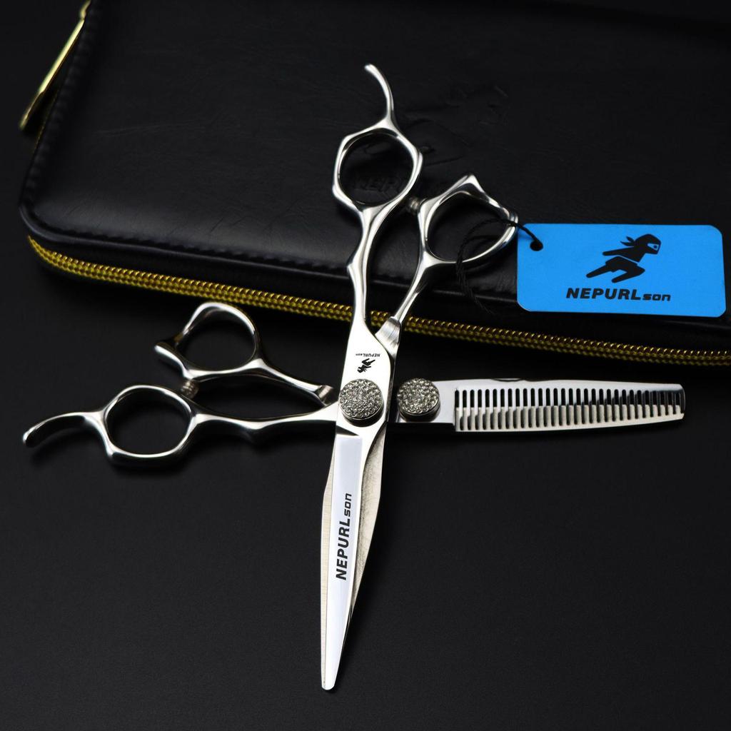 Napson 6.0" Full Star Hairdressing Scissors - Professional Straight Shears for Barbers