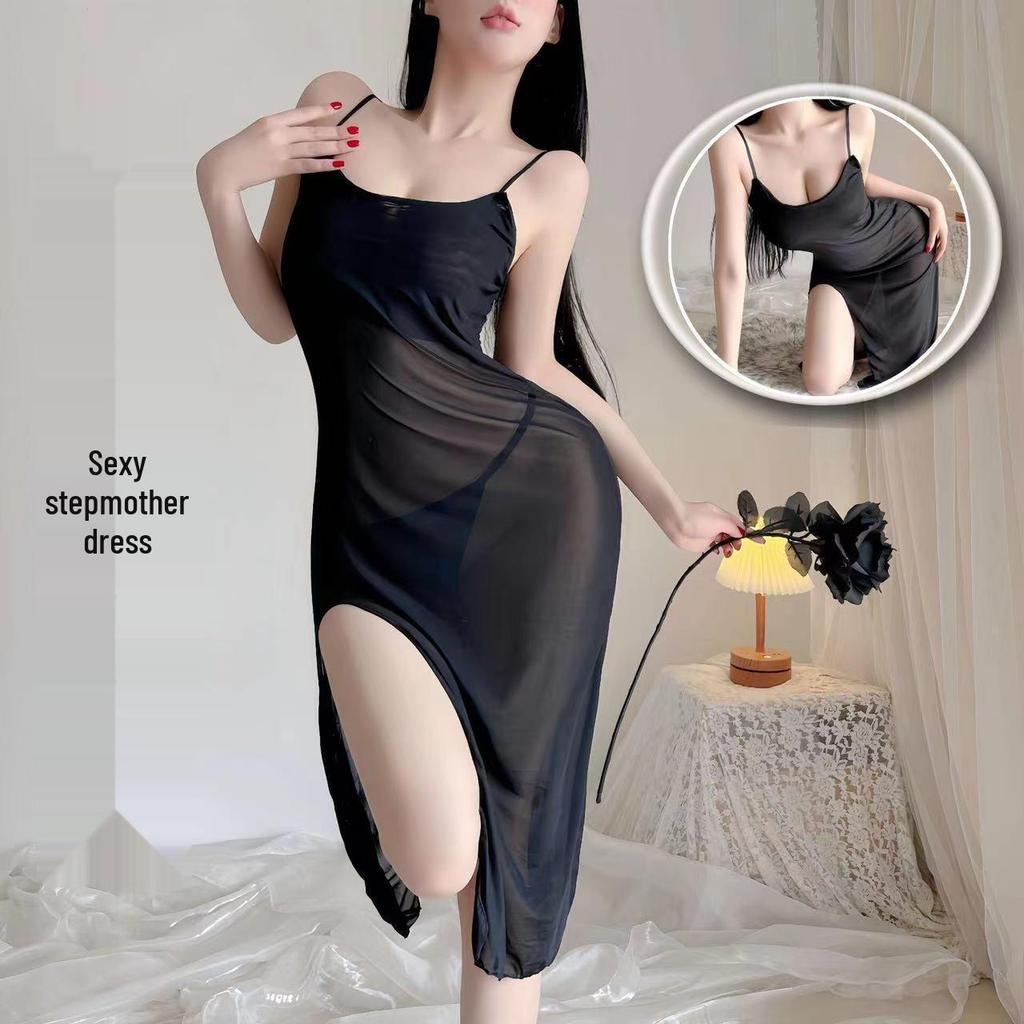 Damen Sexy Straps-Netz-Nachthemd - Durchsichtiges Dessous-Schlafkleid