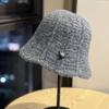 Korean Style Knitted Fisherman Hat for Women In Autumn and Winter All Match Plain Bucket Hat Thickened Warm Woolen Hat Small Basin Hat Showing Face
