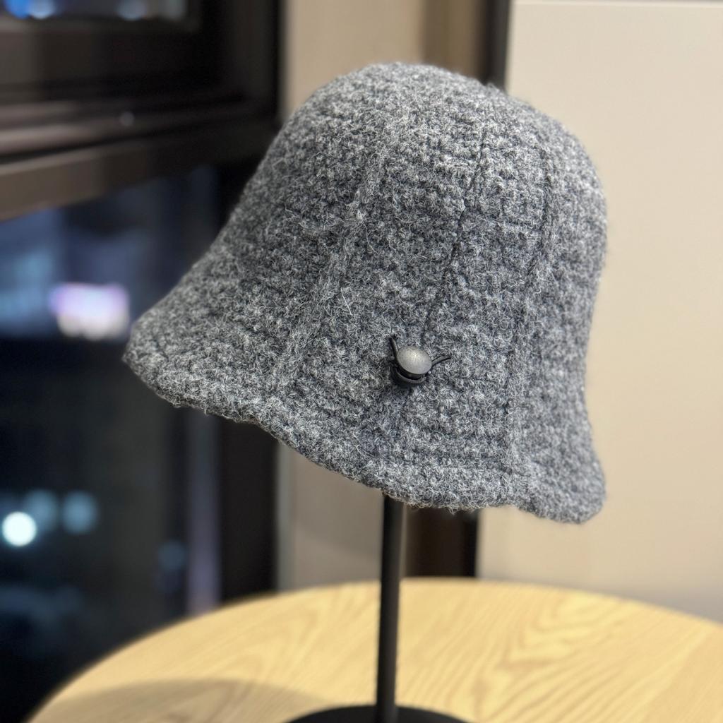 Korean Style Knitted Fisherman Hat for Women In Autumn and Winter All Match Plain Bucket Hat Thickened Warm Woolen Hat Small Basin Hat Showing Face
