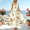 Bohemian Floral Sleeveless A-Line Maxi Dress | Comfy Beach Vacation Dress,Daily Casual,Travel Photo-Ready,Versatile