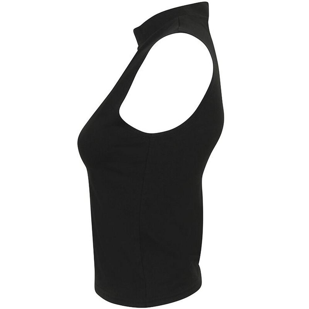 Skinni Fit Womens/Ladies High Neck Crop Sleeveless Vest Top