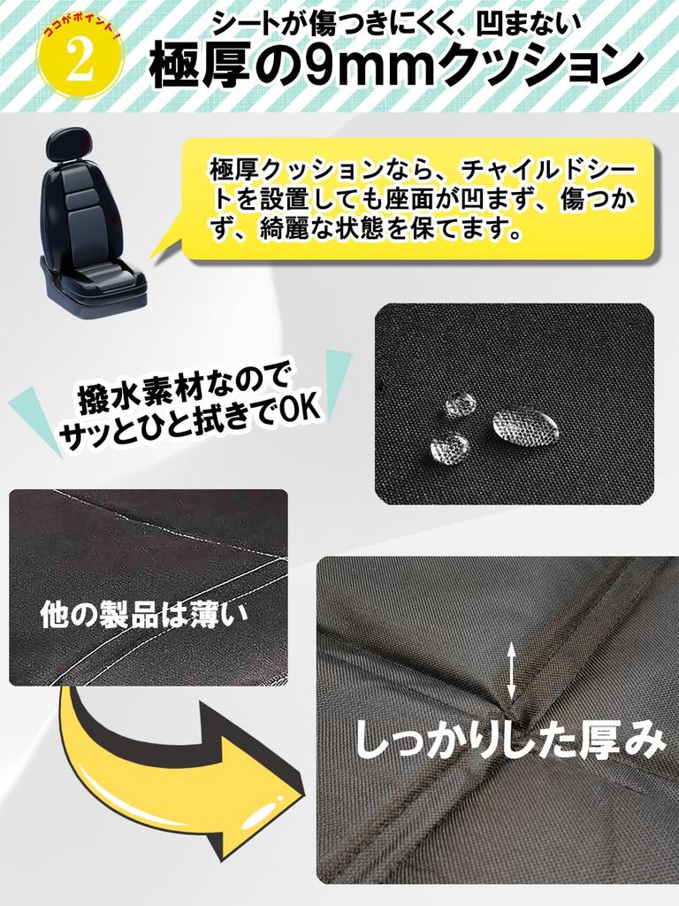 MILLATIUM Child Seat Protective Child Seat Set of 2 Wings and Extra Thick ISOFIX Black by Childcare Mat, Cover, (with Mat), Compatible, [Recommended