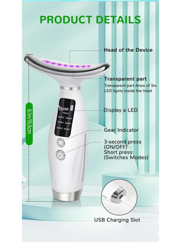 7-Farben-Licht Schönheits-Halsgerät: Strafft und hebt das Gesicht, mindert Halsfalten, Multifunktionsmassagegerät für Hals & Schultern.