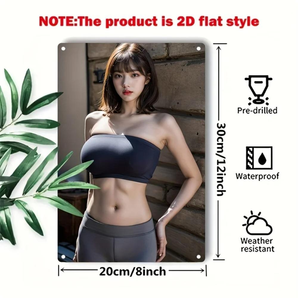 Brand Metal Wall Sign Korean Art Female Fitness Poster Durable Iron Decor for Home Gym Cafe Bar KDrama Gift