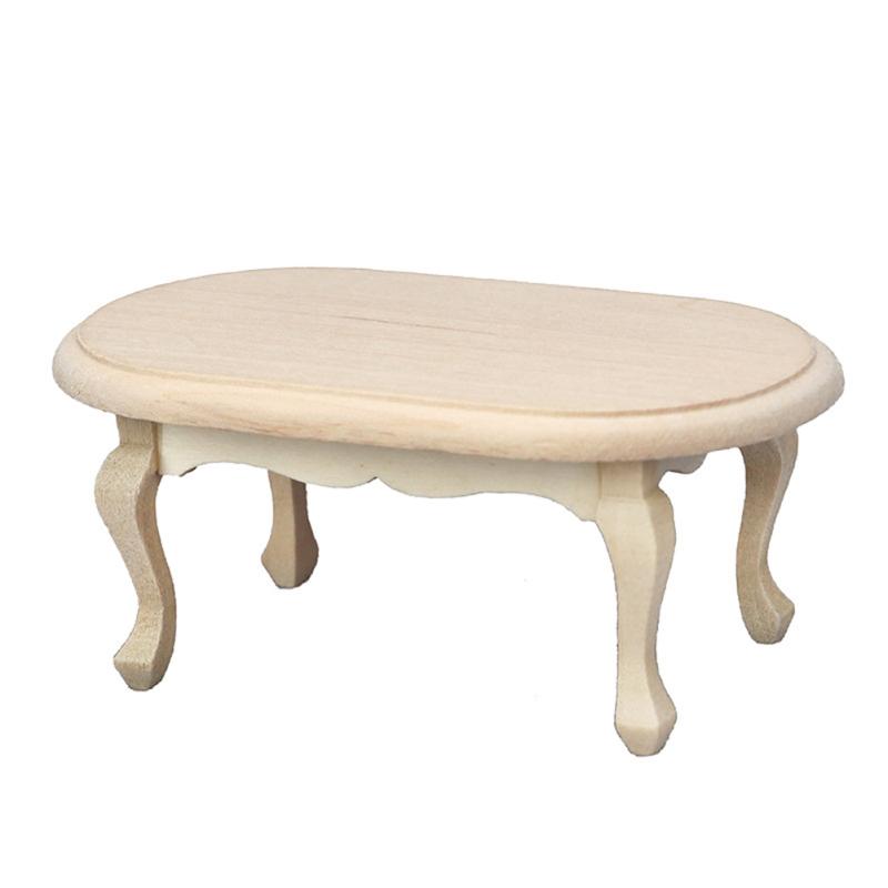 Wooden Oval Simulation Mini Tea Table Toy European Retro Style 1:12 Doll House Furniture Model