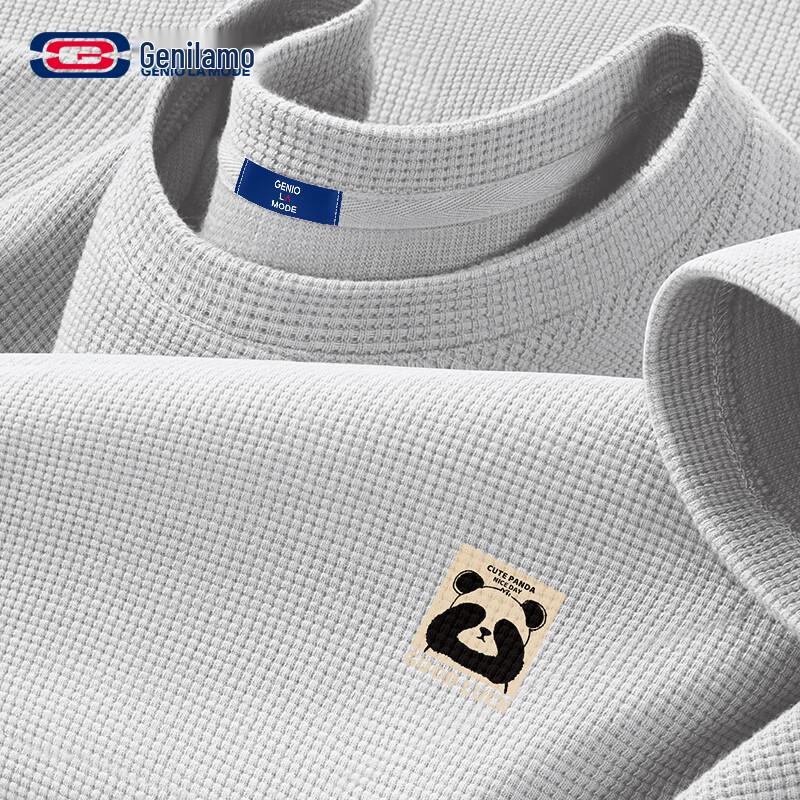 GENIOLAMODE Men s 220G Waffle Knit Short Sleeve T-Shirt 2XL