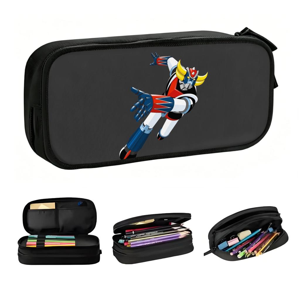 Cute Ufo Robot Grendizer Pencil Case for Boys Girls Goldorak Anime Manga Large Storage Pen Box Bag School Supplies