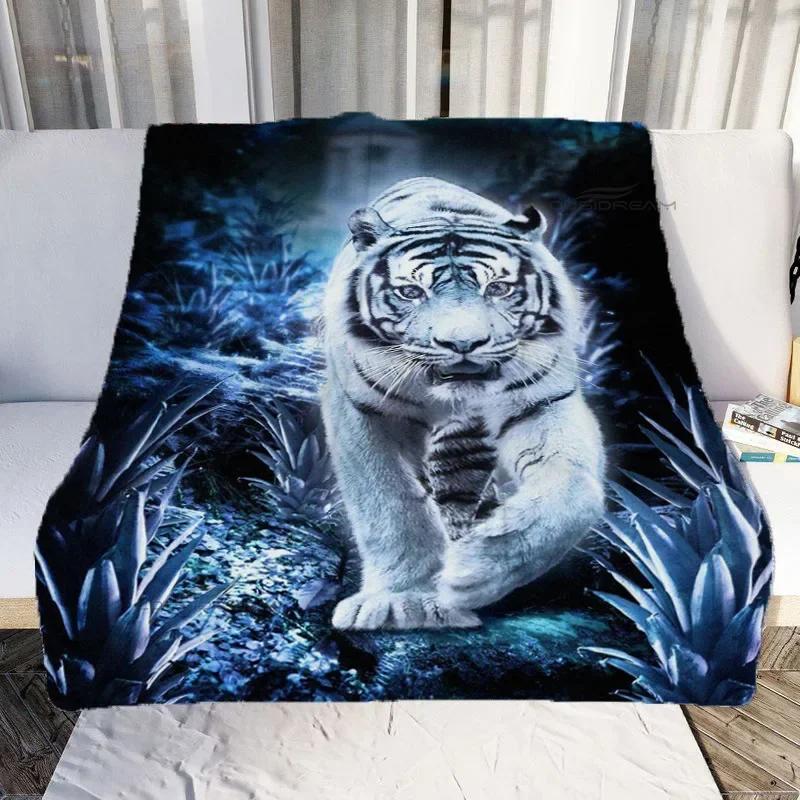 Tiger and White Tiger Patterns Blanket Animals Flannel Blanket Cosy Lazy Couch Cover Blanket Super Soft Sheet Mattresses