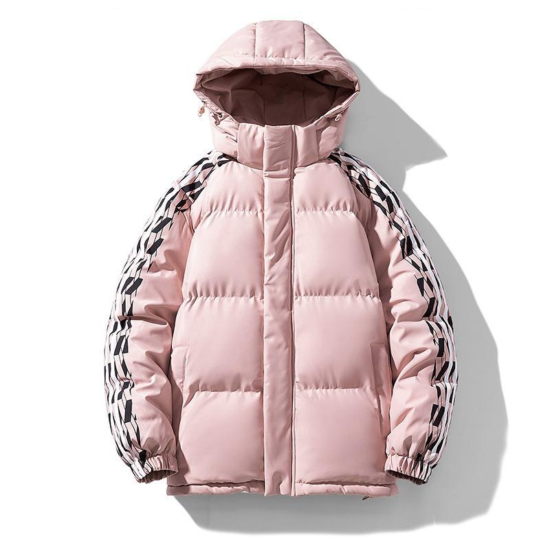 

Зимняя хлопковая одежда с подкладкой, мужские модные утолщенные бархатные куртки, модные хлопковые куртки с подкладкой, новая хлебная одежда, парная хлопковая одежда с подкладкой 4XL розовый