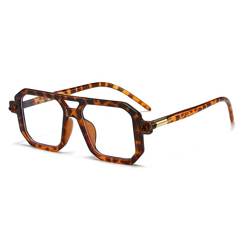 Ladies Double Beam Glasses Frame Retro Anti Blue Light Eyeglasses Fashionable Flat Light Eyewear