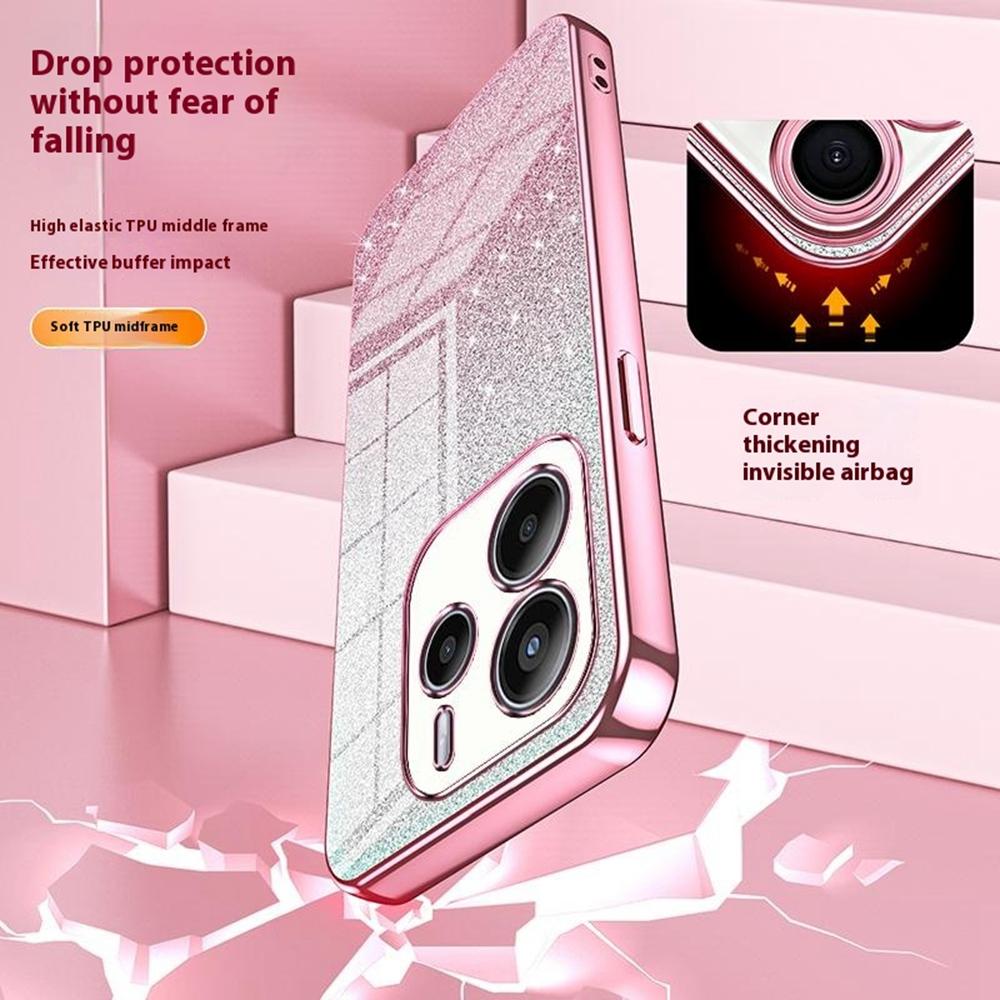 Pentru Xiaomi Redmi Note 14 4G (163,25 mm) Husă Telefon TPU cu Sclipici Gradient Galvanizat