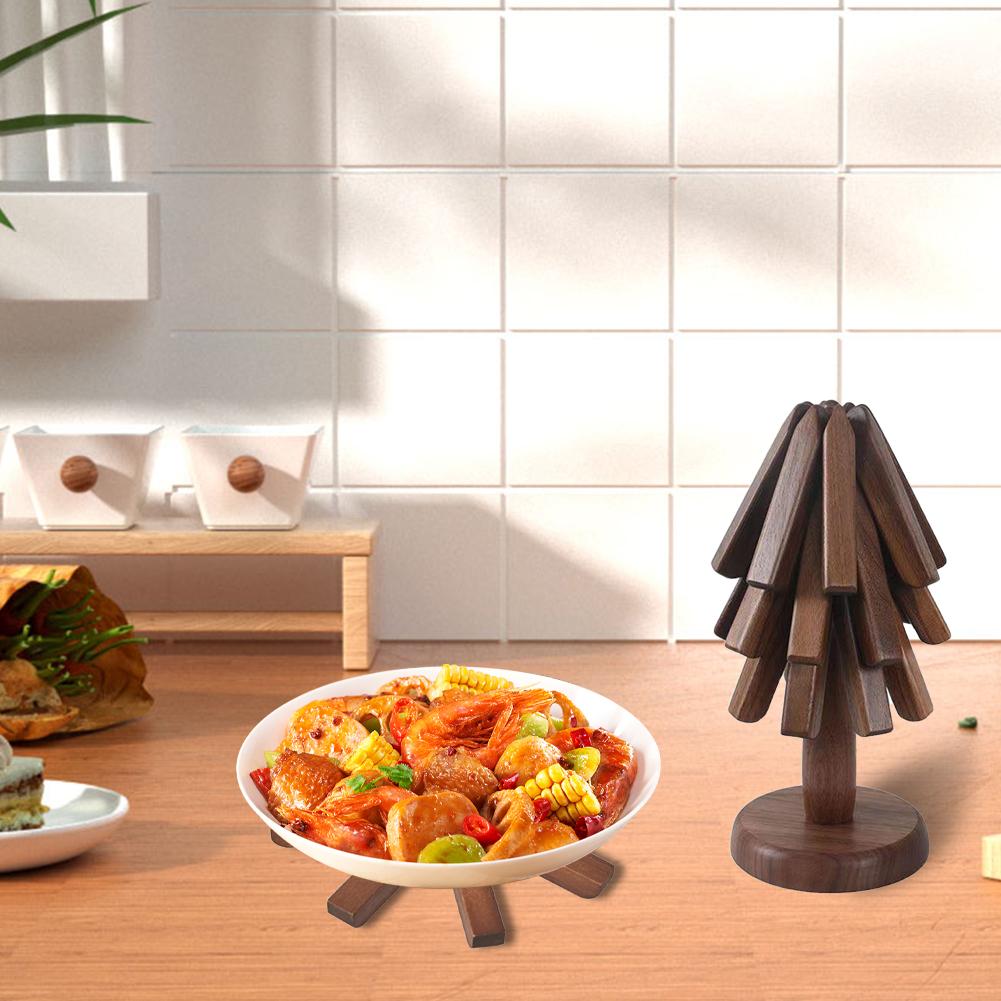 Tree Design Stand Wooden Trivets Non-Slip Decorative Anti Scald Heat Resistant Table Mat Wood Table Mat for Hot Dishes
