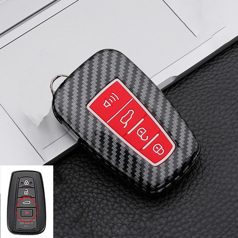 Carbon Fiber Auto Key Fob Case Cover Fit For Toyota C-Hr Chr Rav4 Rav 4 Corolla Camry Avalon Land Cruiser Prado Prius
