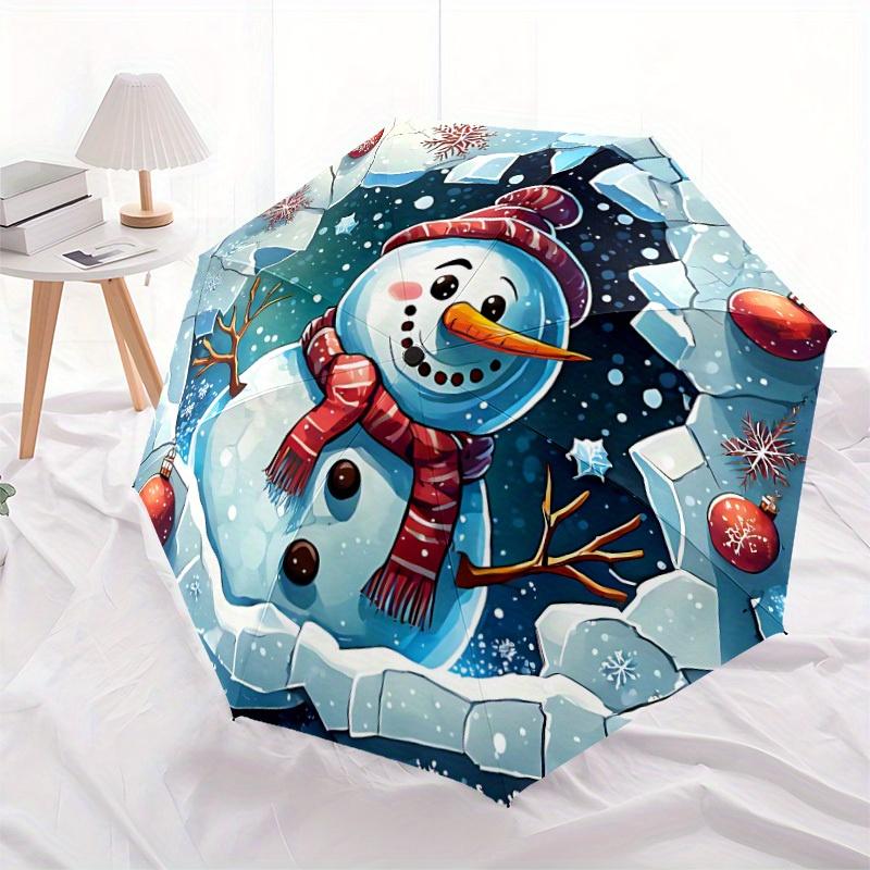 1pc Snowman Automatic Open/Close Umbrella, Portable Folding umbrella for Everyday Use yy250826012