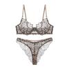 Sexy French Ultra-thin Leopard Print Printed Lace Small Large Size Set