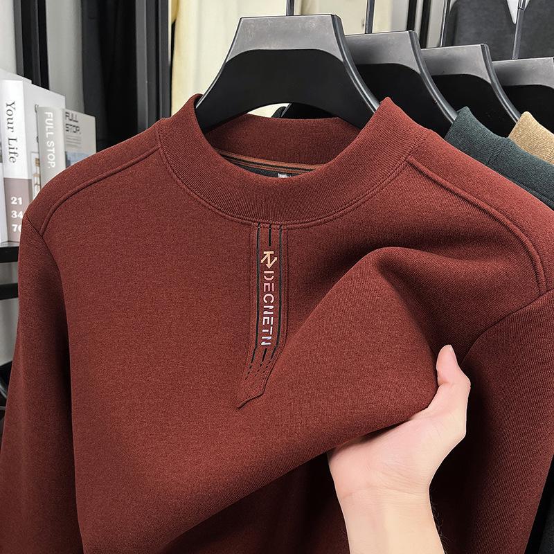 

2025 Men s Winter Fleece-Lined Half-High Collar Casual Hoodie - Warm, Fashionable, Versatile Base Layer XXL (150-165 jins)