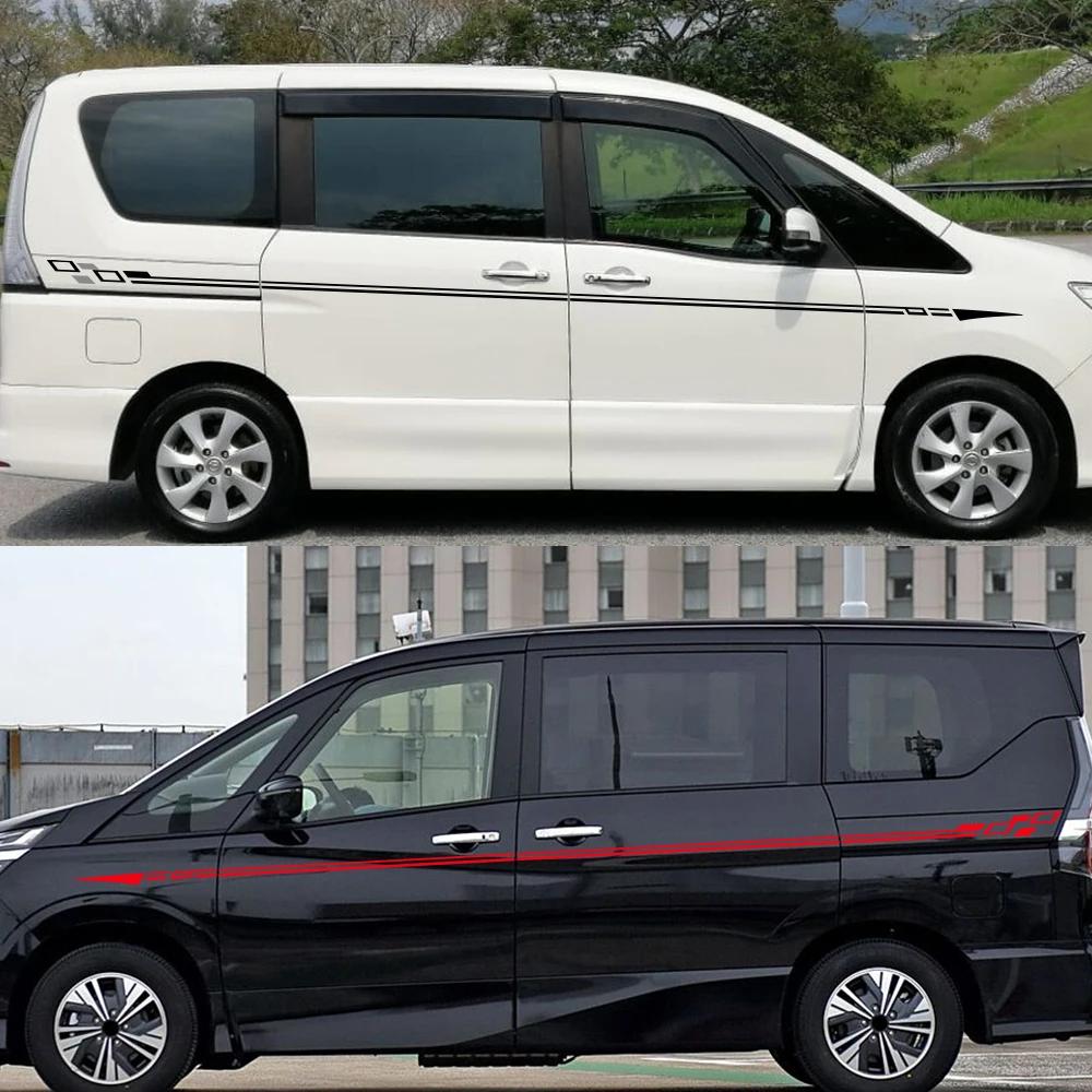 Car Waist Line Sticker for  Serena C27 Vinyl Wrapping Decals Racing Sport Stripes Graphics Decoration Auto Accessories