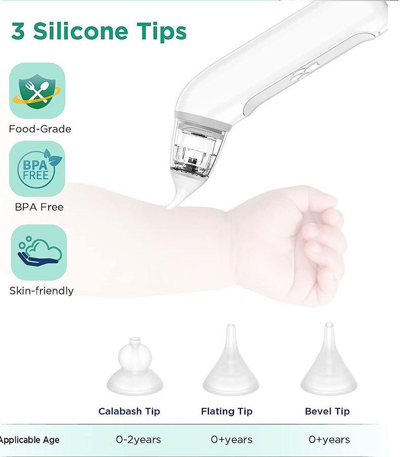 Silicone Electric Baby Nasal Aspirator - Safe Snot and Booger Cleaner