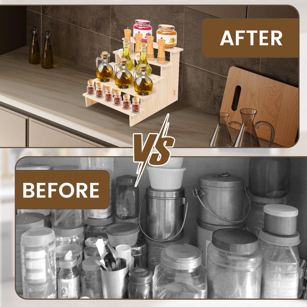 3/4/5 Tiers Wooden Display Stand Riser Perfume Organizer Doll Figure Toy Showcase Dispaly Ladder Shelf Makeup Spice Rack