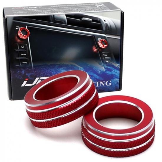 JDM Red Stereo/Radio Vol/Tune Knob Cover Rings For + Subaru BRZ Toyota GR86
