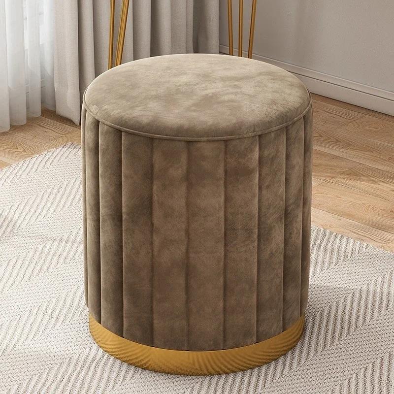 Luxury Vanity Makeup Stool Round Dressing Chair with Storage Upholstered Bench for Bedroom Modern Side Stool Furniture