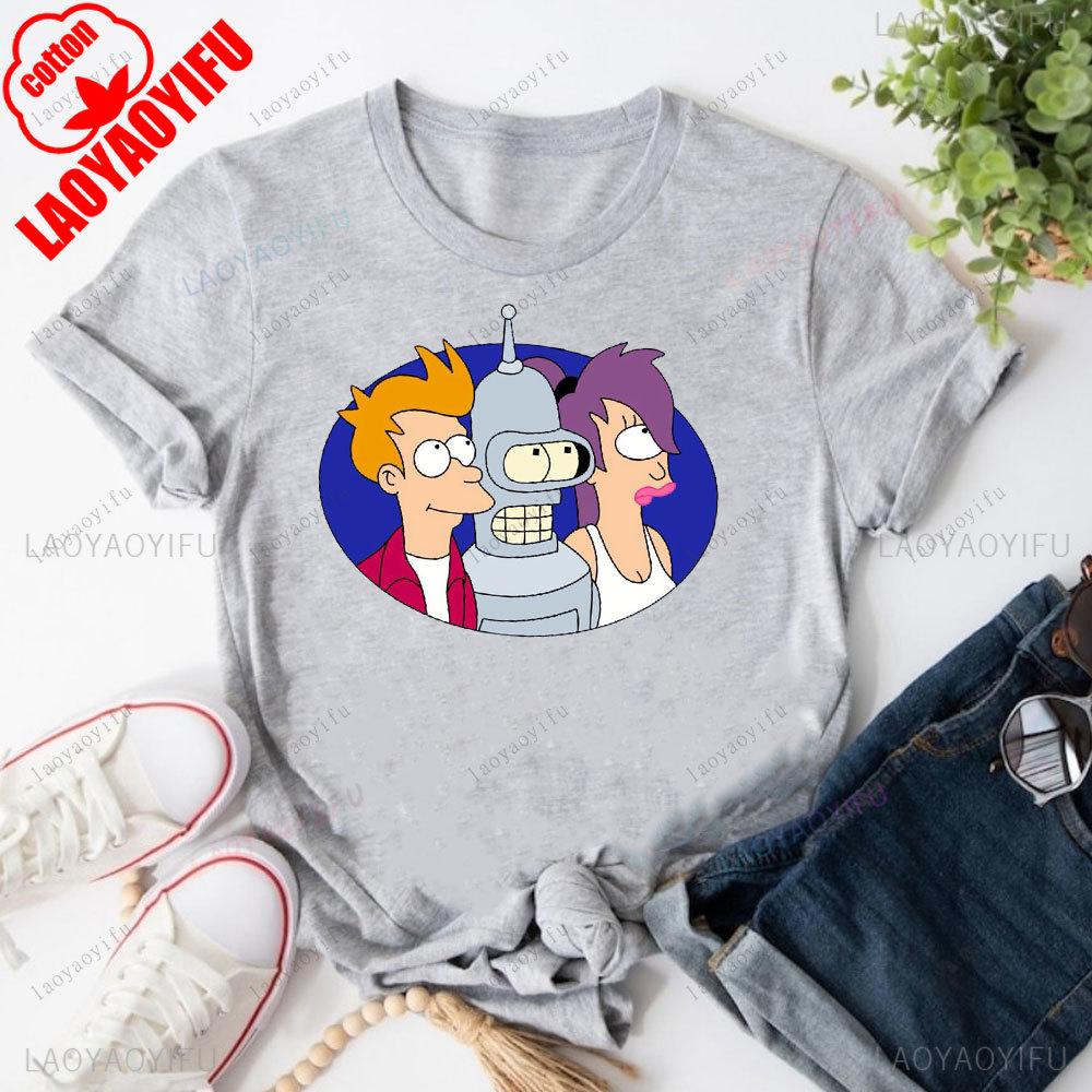 FFuturama Retro Robot Print T Shirt Unisex Clothing Bender Evolution Geek Graphic Tshirts Women Unisex Harajuku Casual Top Clothing
