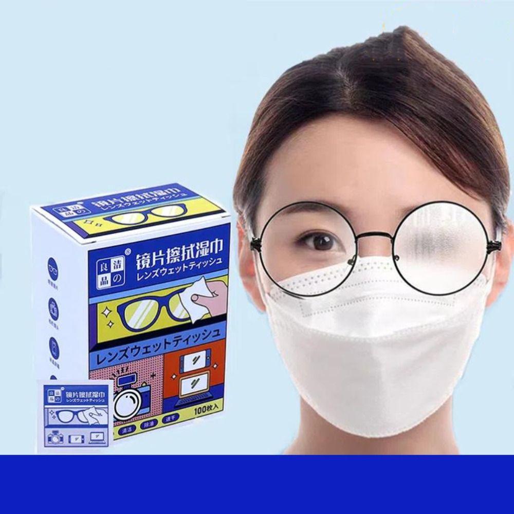 100Pcs/Box Portable Glasses Cleaning Cloth Disposable Glasses Cleaning Wipes